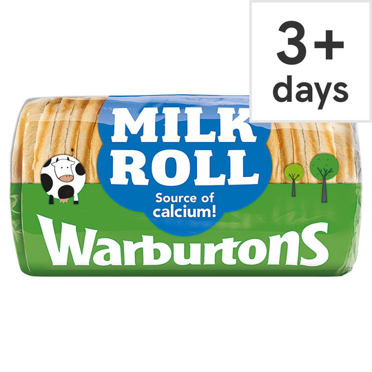 Warburtons Milk Roll Sliced white Bread 400G - 5010044000312