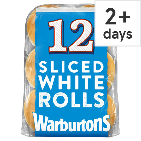 Warburtons White Sliced Sandwich Rolls 12 Pack - 5010044000565
