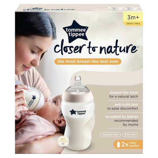 Tommee Tippee Closer To Nature Baby Bottles 2 X340ml - 5010415227379