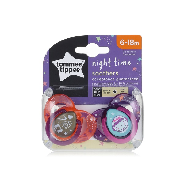 Tommee Tippee Night Time soothers 6-18 months x2 - Waitrose UAE & Partners - 5010415333629