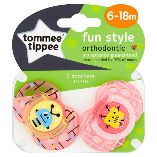 Tommee Tippee Closer To Nature Fun Soother X2 Clipstrip - 5010415333834