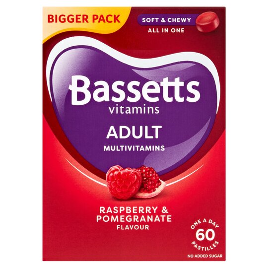 Bassetts Adults Multivitamins Raspberry & Pomegranate Flavoured 60S - 5011842112085