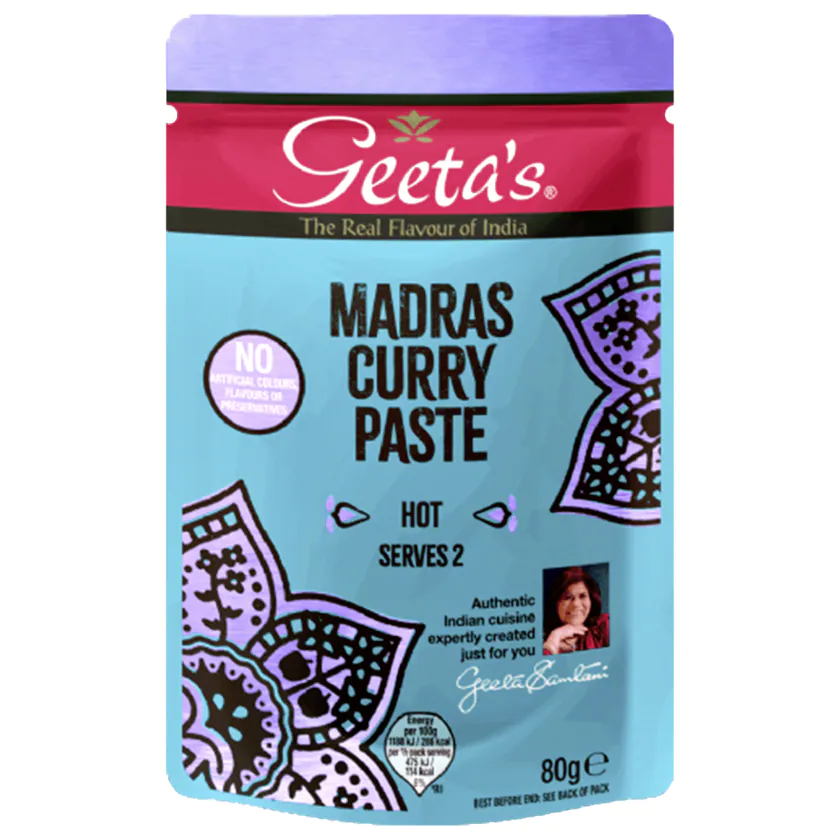Geeta's Madras Curry Paste hot 80g - 5021185832076