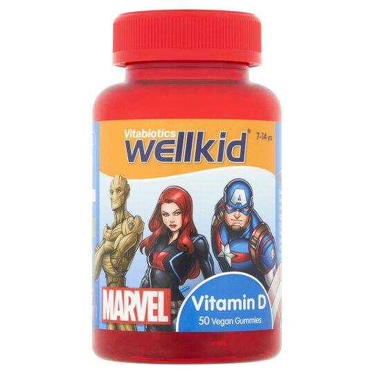 Wellkid Marvel Vitamin D Gummies Strawberry 50 Pack - 5021265250738