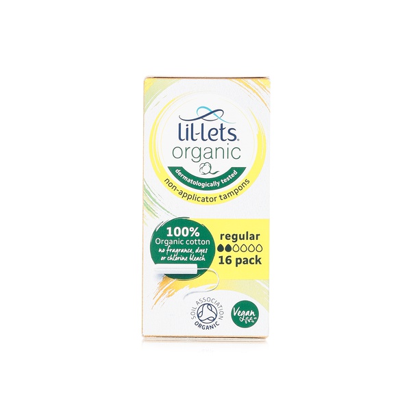 Lil Lets organic non-applicator regular flow tampons x16 - Waitrose UAE & Partners - 5025971206928