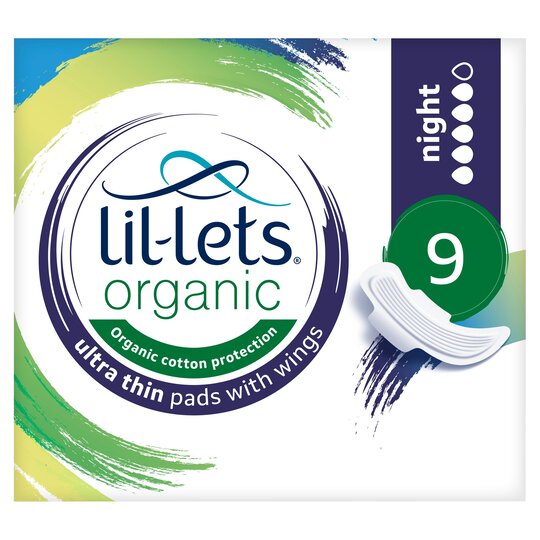 Lil-lets organic night pads x9 - Waitrose UAE & Partners - 5025971207260