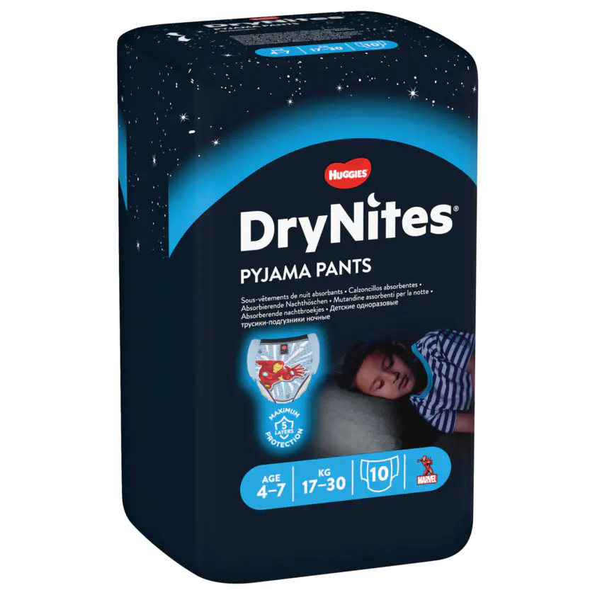 Huggies DryNites Pyjamahöschen Jungen 4-7 Jahre 10 Stück - 5029053527574