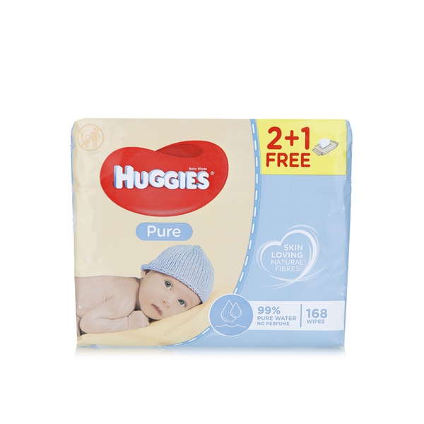 Huggies Pure baby wipes x56 X2 plus one free - Waitrose UAE & Partners - 5029053550091