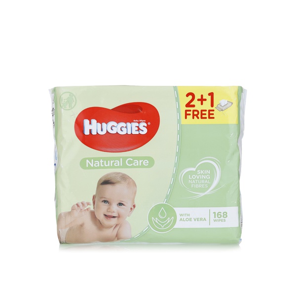 Huggies Pure baby wipes with aloe vera x56 X2 plus one free - Waitrose UAE & Partners - 5029053550176