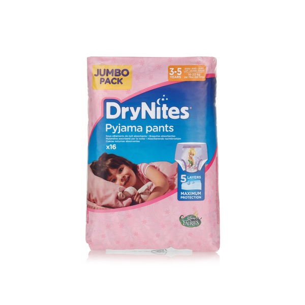 Huggies girl‚'s DryNites pyjama pants 3-5 years x16 - Waitrose UAE & Partners - 5029053560144