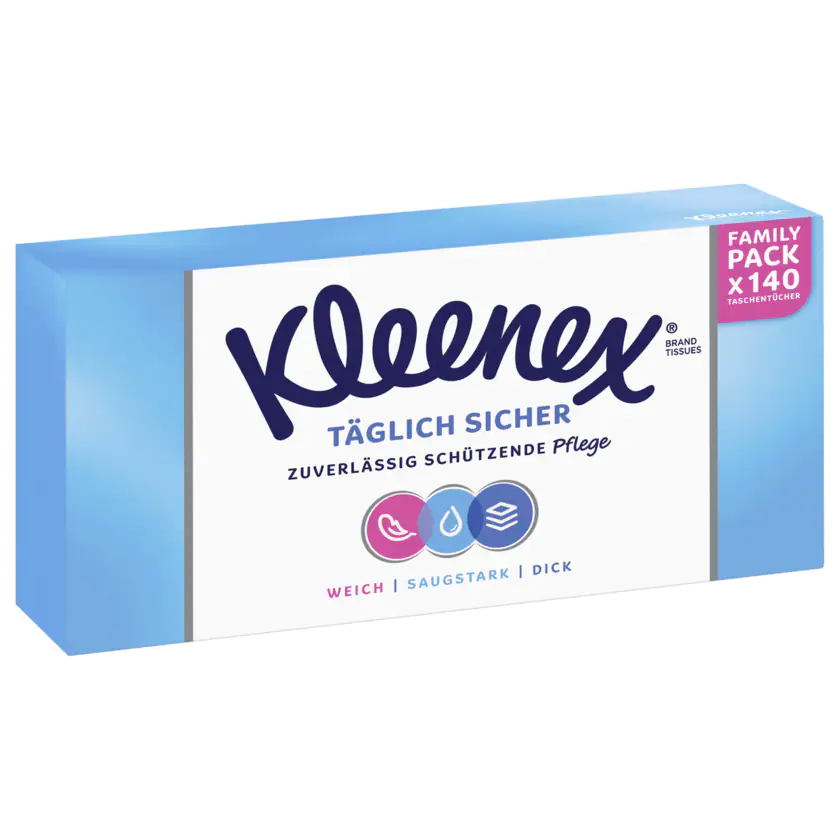 Kleenex Taschentücher Täglich Sicher Box 140 Stück - 5029053576329