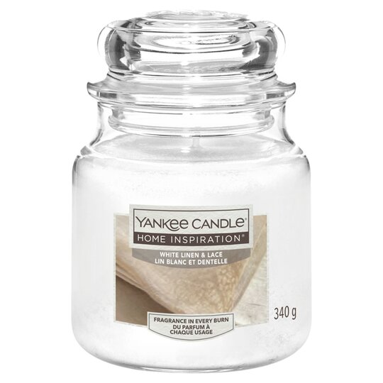 Yankee Candle Medium Jar White Linen & Lace - 5038581029054