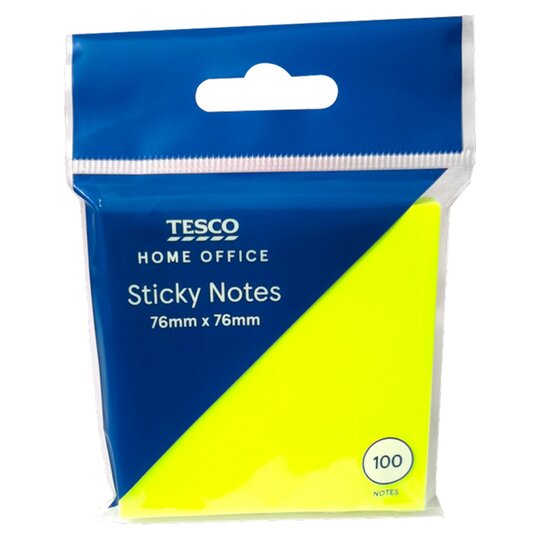 Tesco Sticky Notes 76Mmx76mm Yellow 100Shts - 5051008744200