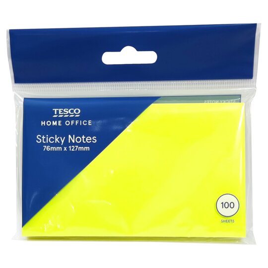 Tesco Sticky Notes 76Mmx127mm Yellow 100 Shts - 5051008744224