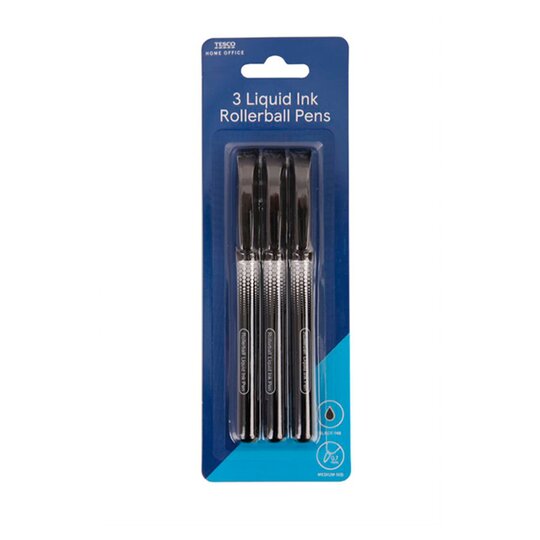 Tesco Liquid Ink Pens Black 3 Pack - 5051008769524