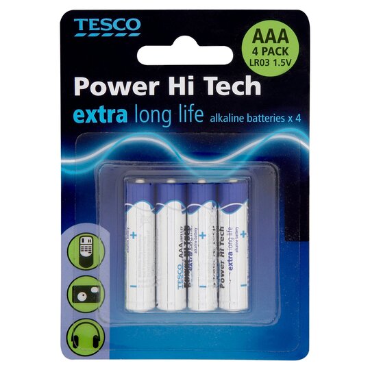 Tesco Extra Long Life Aaa 4 Pack - 5051140103187