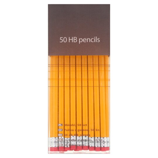Tesco Hb Pencils With Eraser Tip 50 Pack - 5051399657486