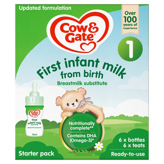 Cow & Gate 1 First Milk Starter Pack 6X70ml Ready To Feed Liquid - 5051594003620