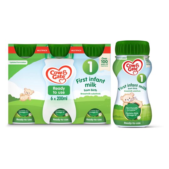 Cow & Gate From Birth First Infant Milk Ready To Drink 6 X 200 Ml - 5051594009196