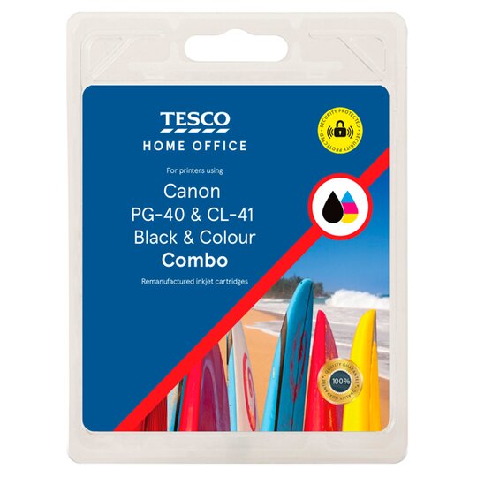 Tesco Remanufactured Canon PG-40 Black & CL-41 Colour Ink Cartridges - Combo Pack - 5052004073714