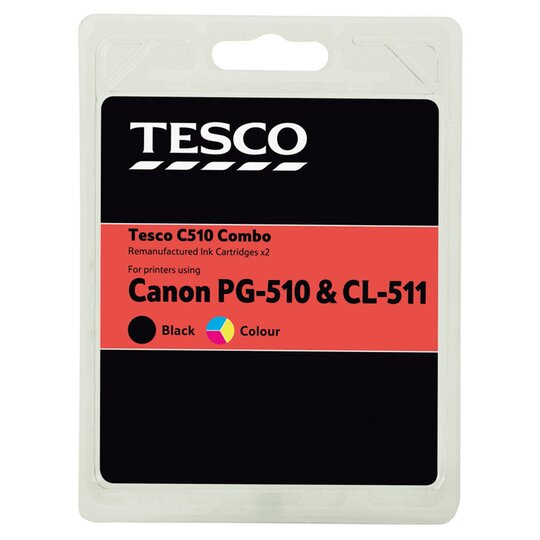 Tesco Remanufactured Canon PG-510 Black & CL-511 Colour Ink Cartridges - Combo Pack - 5052004073875