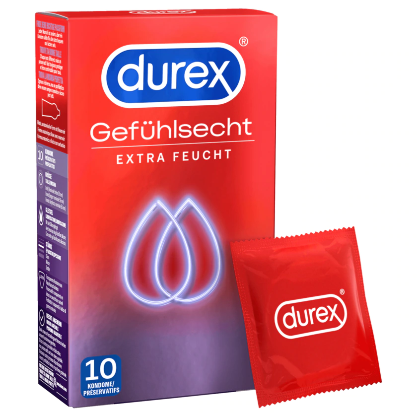 Durex Kondome Gefühlsecht Extra Feucht 10er - 5052197028836