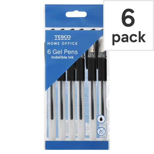 Tesco Classic Gel Pens Black 6 Pack - 5052910004581