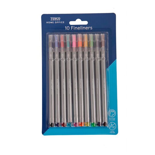 Tesco Fineliner Assorted 10 Pack - 5053526205256