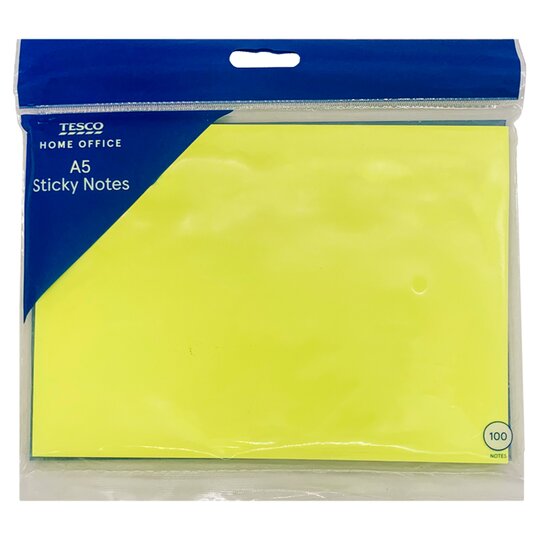 Tesco A5 Sticky Notes Yellow 100 Sheets - 5054268991612