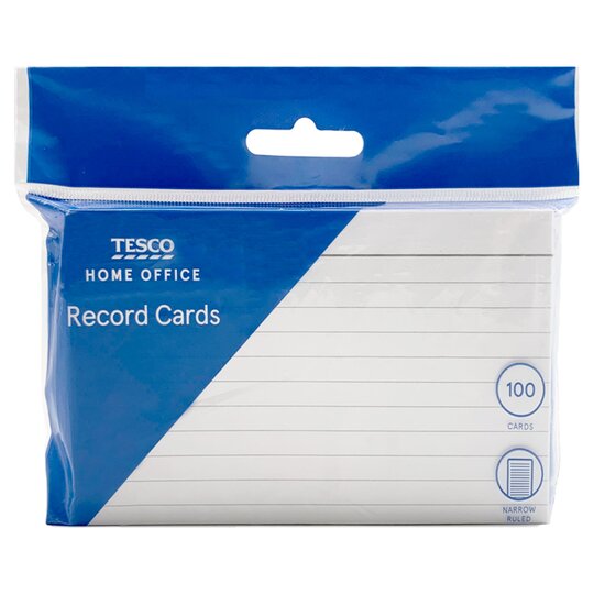 Tesco Large Record Cards 100 Pack - 5054268992398
