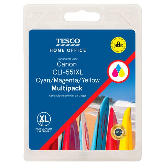Tesco Remanufactured Canon CLI-551 XL C/M/Y Multipack Ink Cartridges - 5054269370799