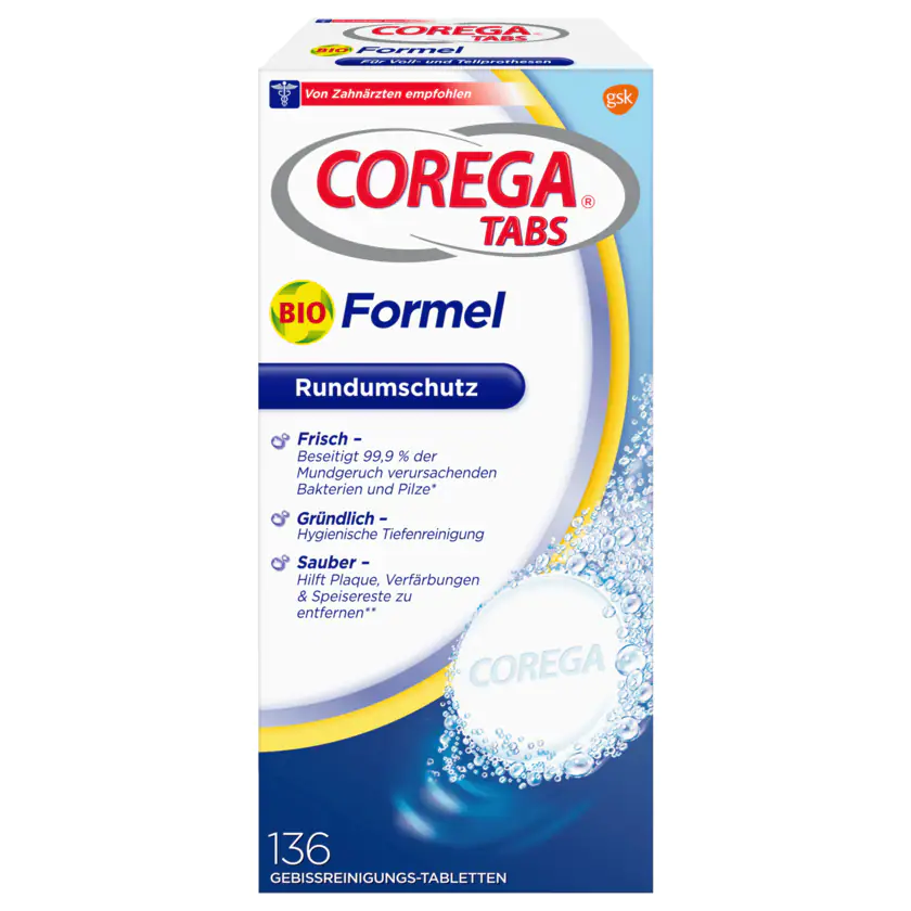 Corega Tabs Bio Formel 136 Stück - 5054563031372