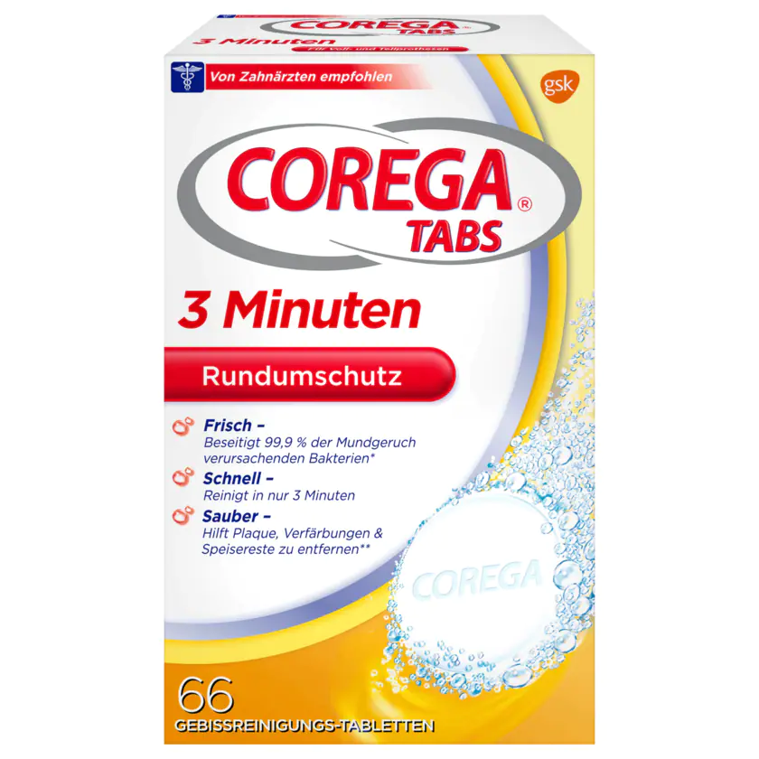 Corega Tabs 3 Minuten 66 Stück - 5054563091994