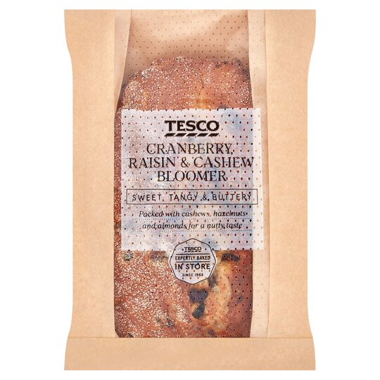 Tesco Cranberry Raisin And Cashew Bloomer 380G - 5054775425402