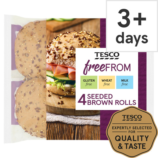 Tesco Free From Brown Seeded Rolls 4 Pack - 5057008513402