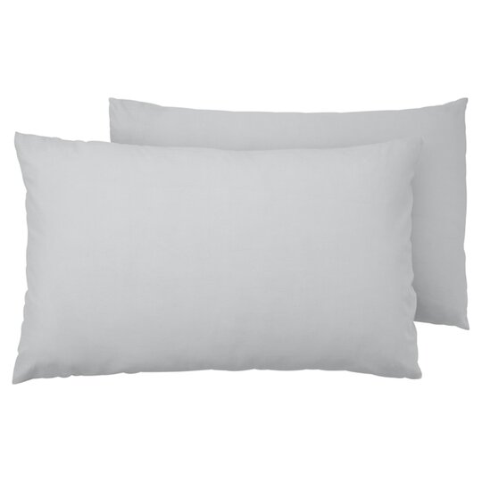 Tesco 100% Cotton Pale Grey Pillowcase Pair - 5057373534118
