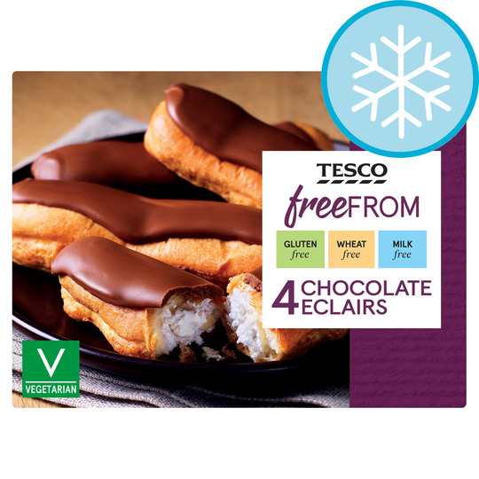 tescos free from 4 chocolate  eclairs - 5057545028384