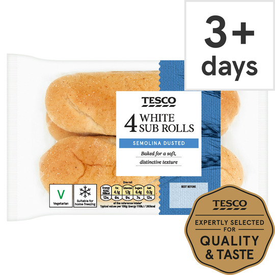 Tesco White Sub Rolls 4 Pack - 5057545734575