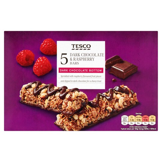 Tesco 5 Chocolate & Raspberry Bars 115G - 5057753255329