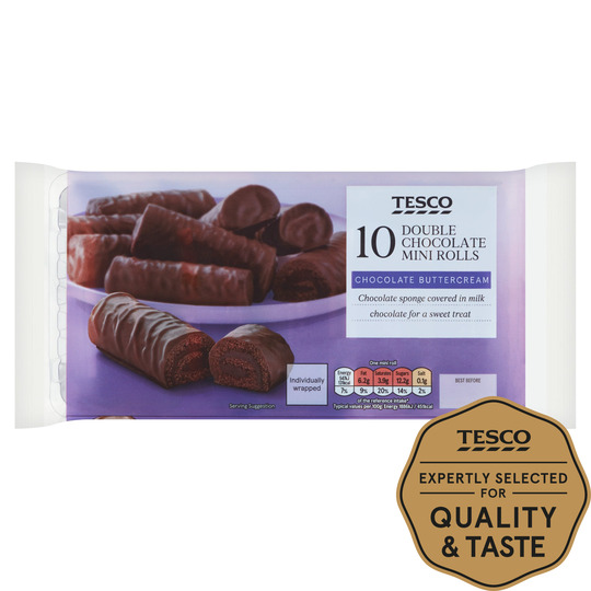 Tesco 10 Double Chocolate Mini Rolls - 5057753912284