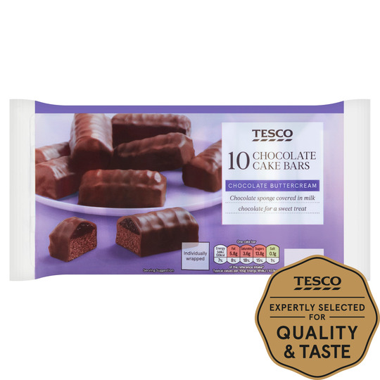 Tesco 10 Chocolate Cake Bars - 5057753919023