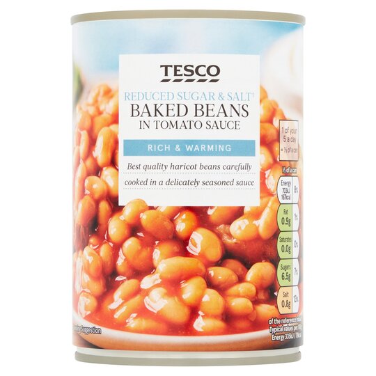 Tesco Reduced Sugar And Salt Baked Beans In Tomato Sauce 420G - 5057753934996
