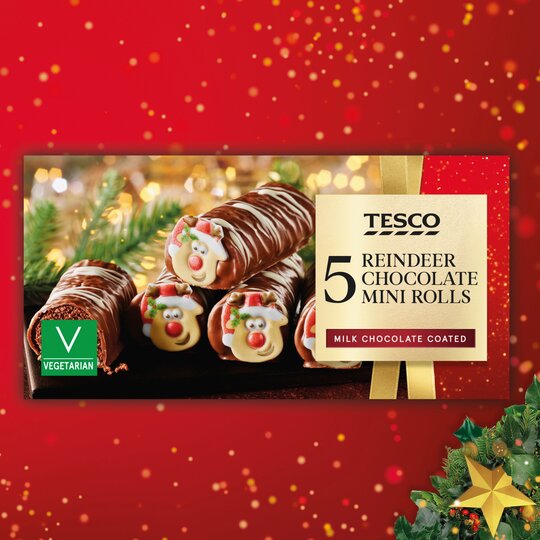 Tesco 5 Reindeer Chocolate Mini Rolls - 5057753937119