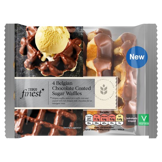 Tesco Finest 4 Belgian Chocolate Coated Sugar Waffles 240G - 5059512724947