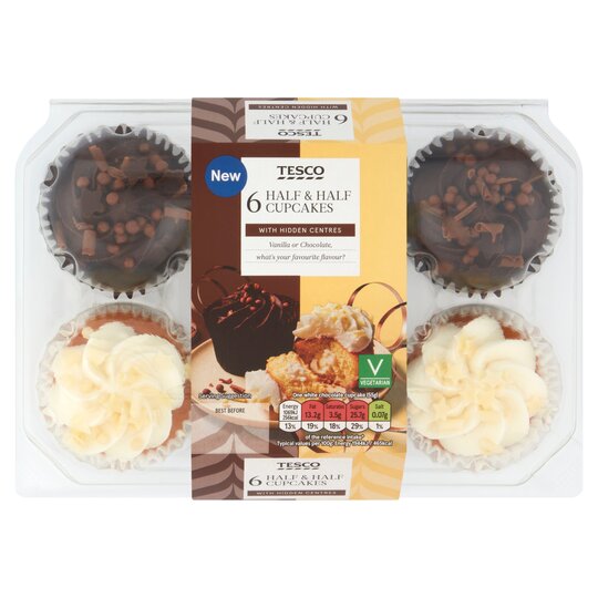 Tesco 6 Half & Half Cupcakes - 5059512727818