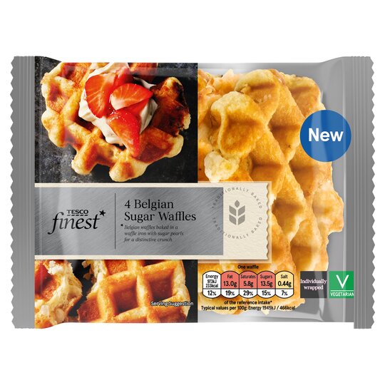 Tesco Finest 4 Belgian Sugar Waffles 200G - 5059697261138