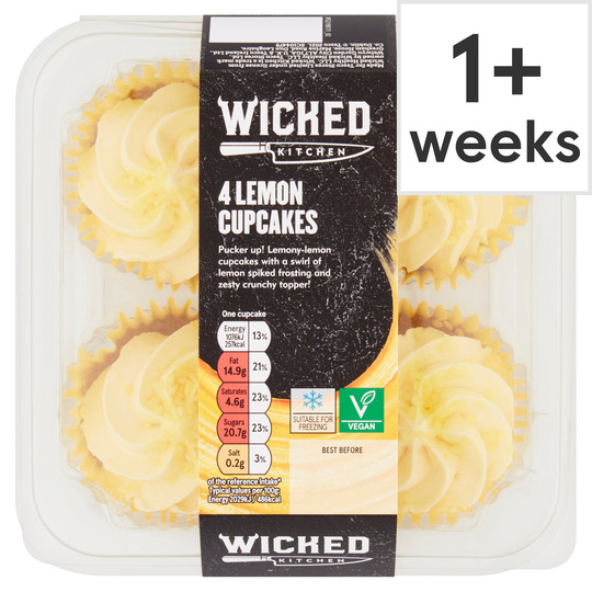 Wicked Kitchen 4 Lemon Cupcakes - 5059697265174