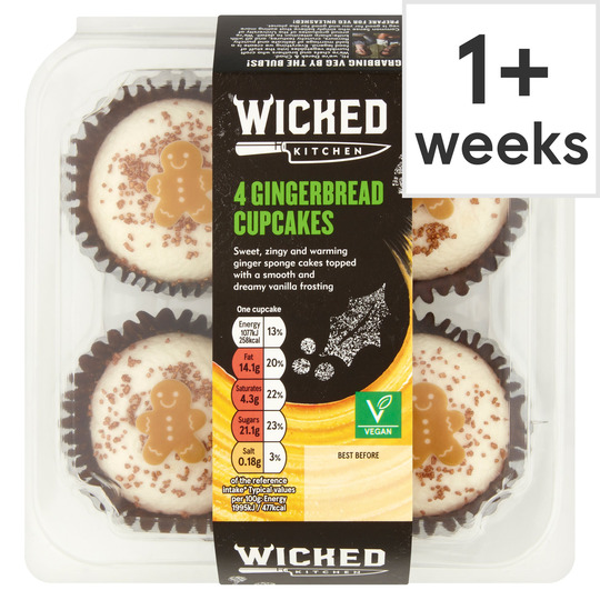 Wicked Kitchen 4 Gingerbread Cupcakes - 5059697388361
