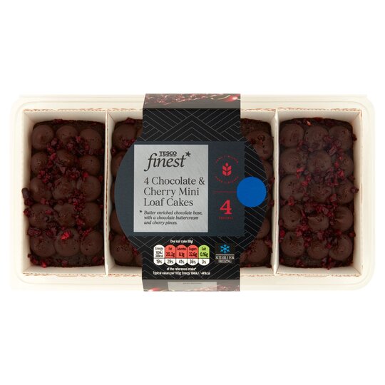 Tesco Finest 4 Chocolate & Cherry Mini Loaf Cakes - 5059697398964