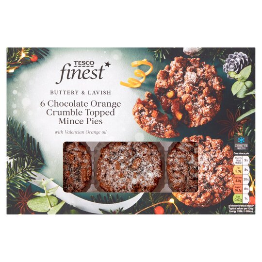 Tesco Finest 6 Chocolate Orange Crumble Topped Mince Pies - 5059697703959